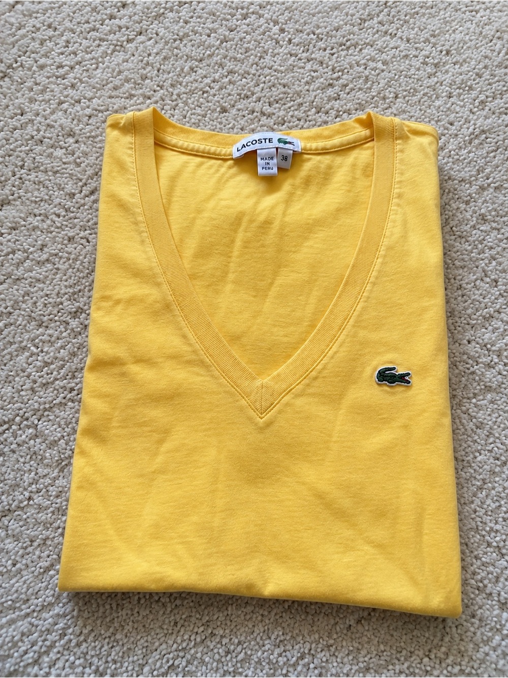Lacoste Women’s V-Neck T-Shirt Lot of 3 Pink Yellow Red Cotton Size 38 - Picture 2 of 7